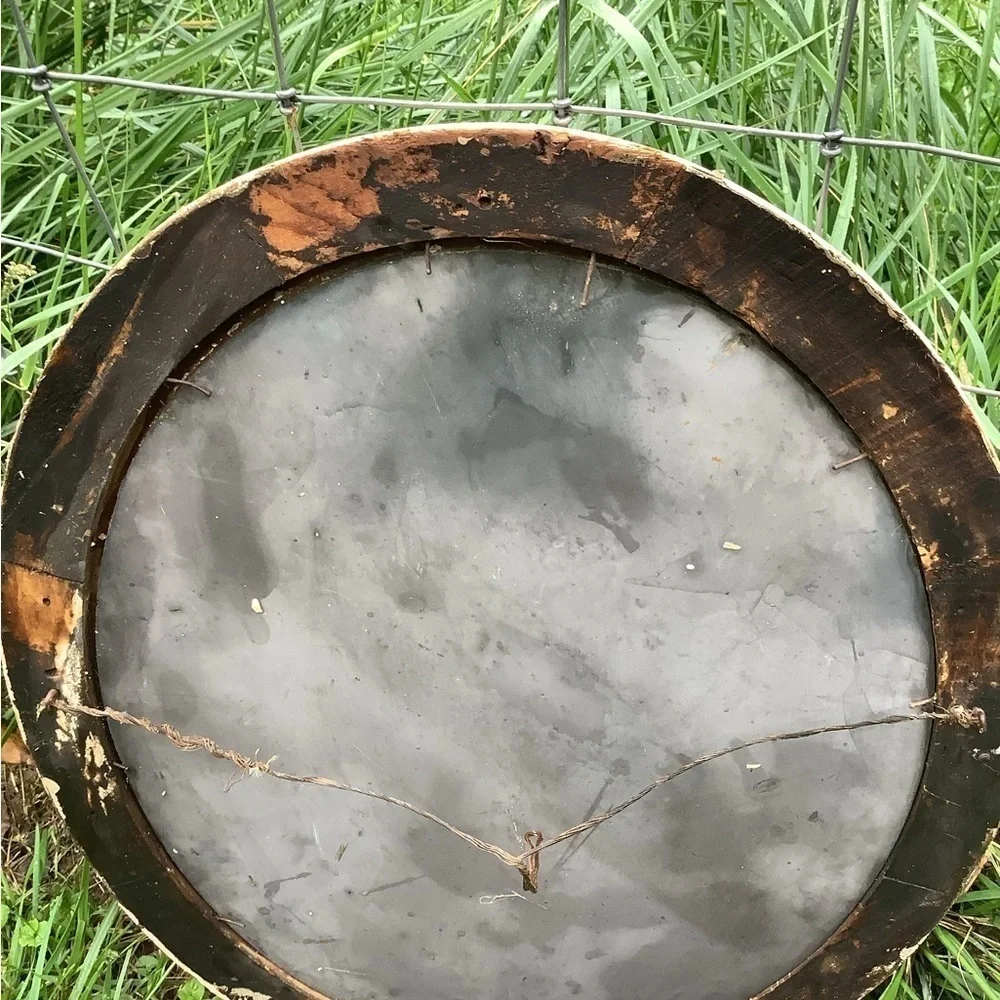 Antique Vintage Cottagecore Blush Pink Oval Wood Mirror